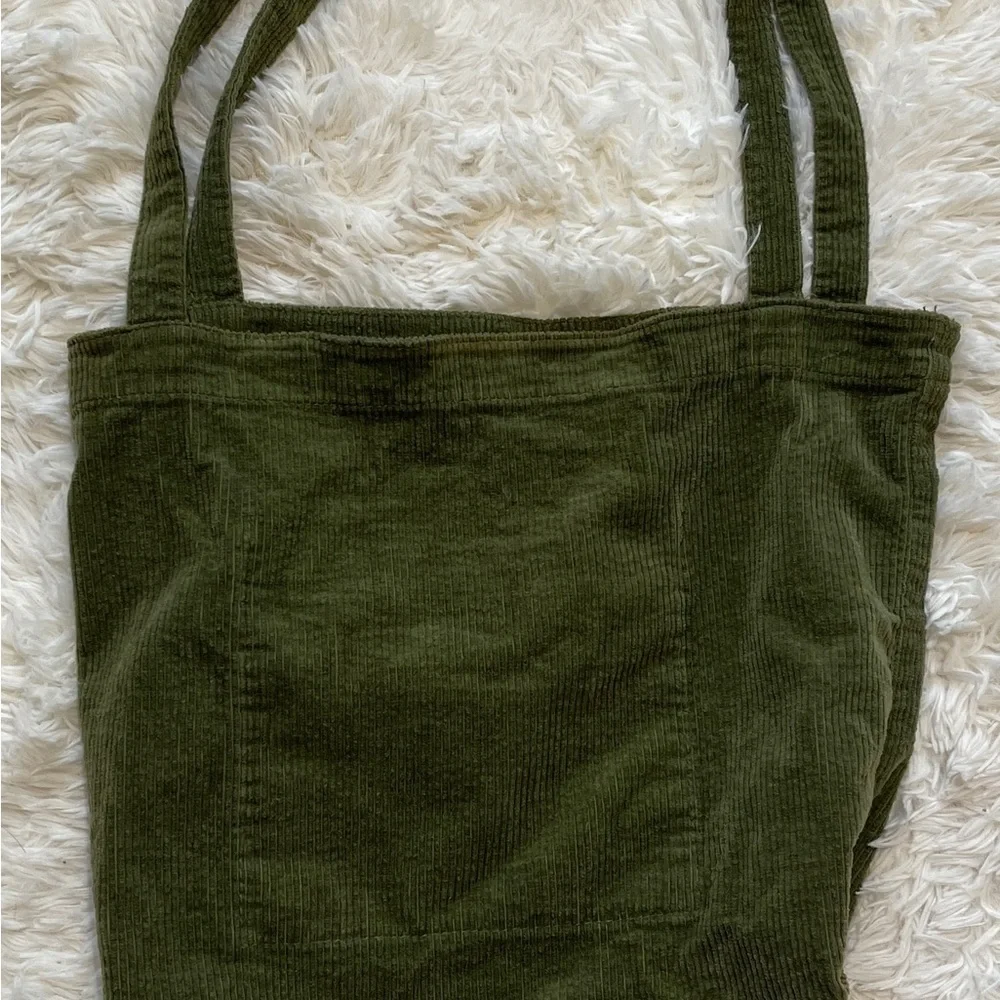 Unbranded Green Corduroy Tote Bag Purse 17x25 Shoulder Strap Boho Grunge Hippie